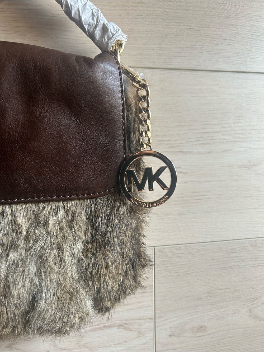 Michael Kors Sloan Rabbit Fur and Leather Shoulder Crossbody Bag NWT - Picture 3 of 14